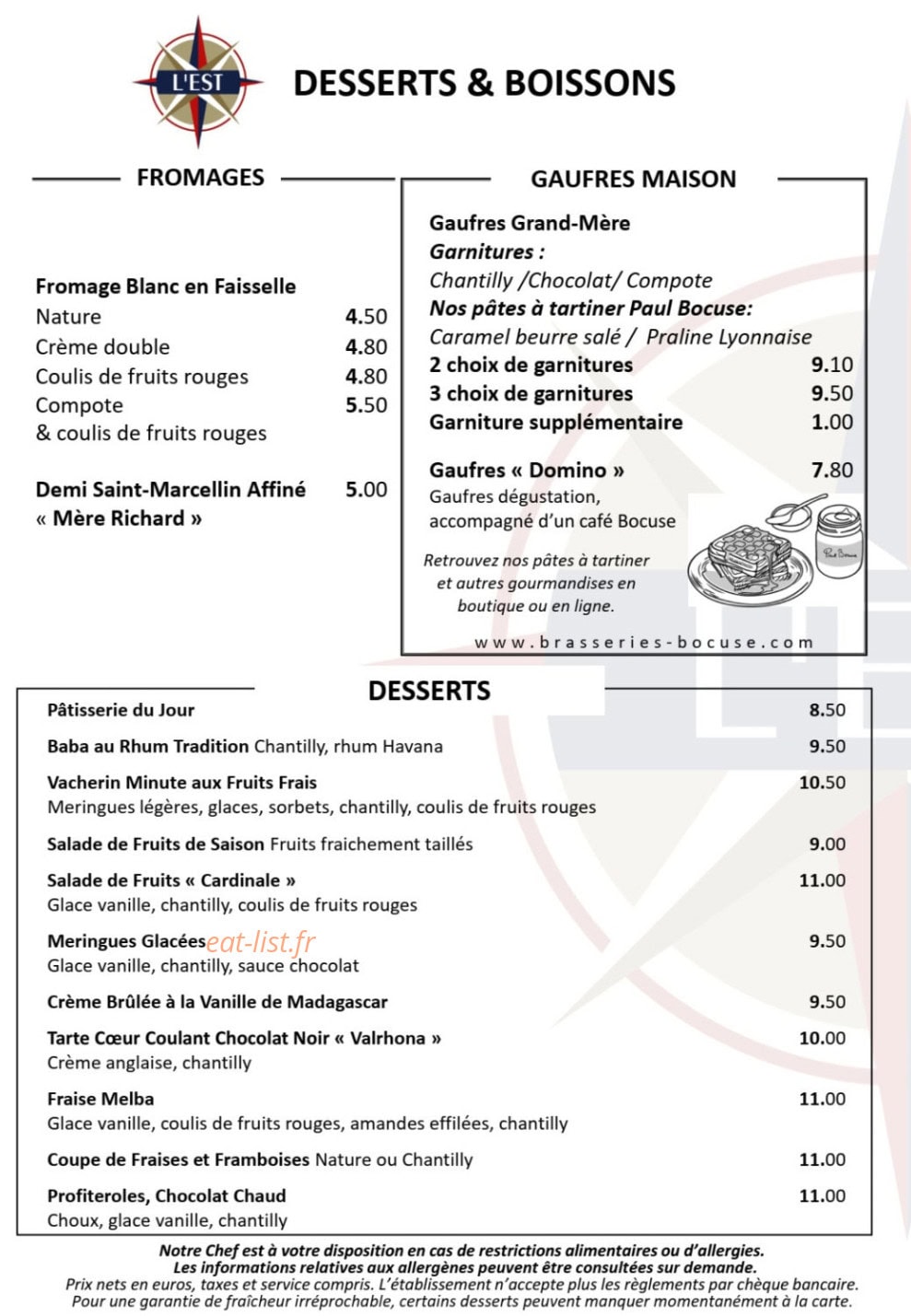 Brasserie L'Est — carte page 11
