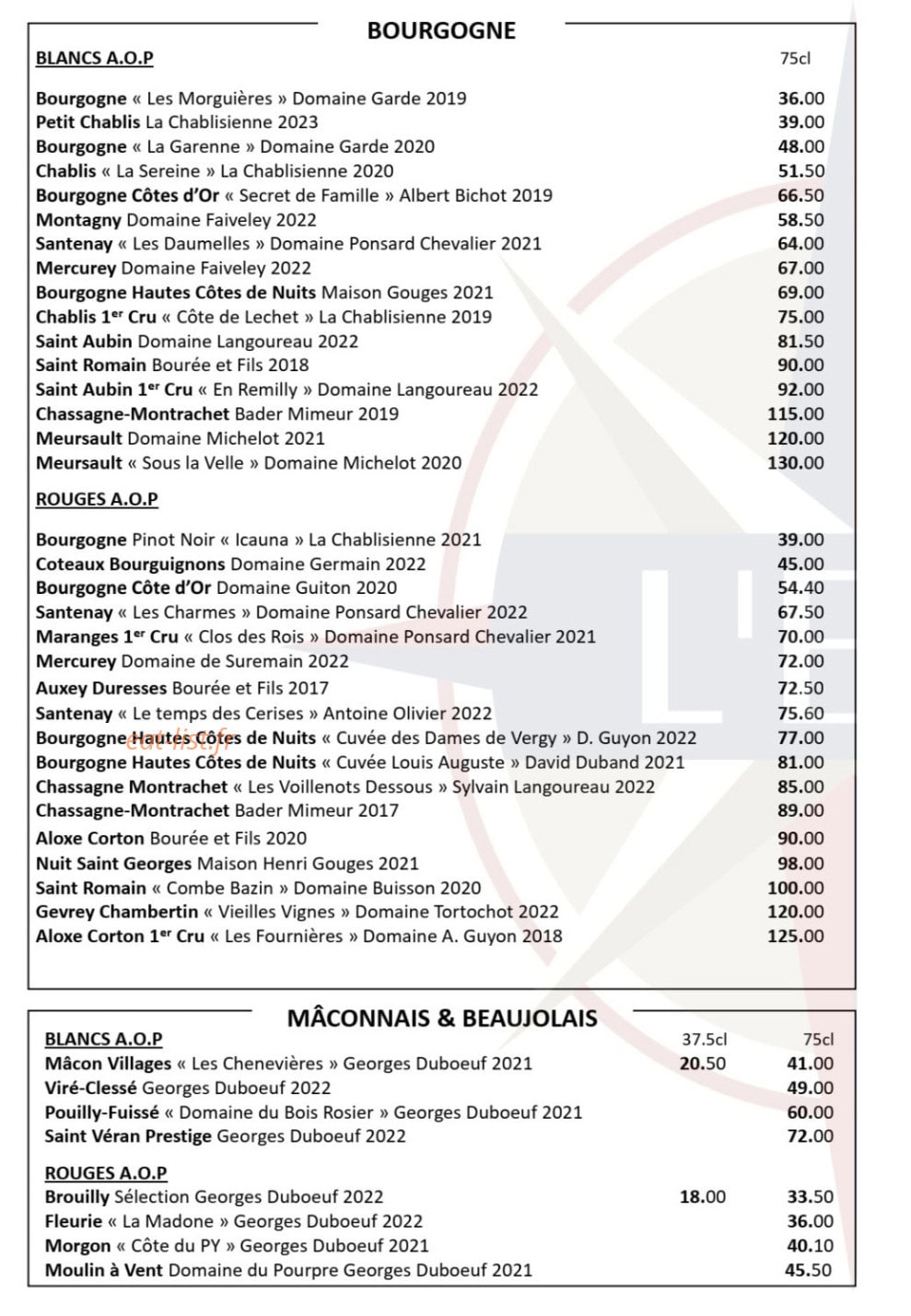 Brasserie L'Est — carte page 9