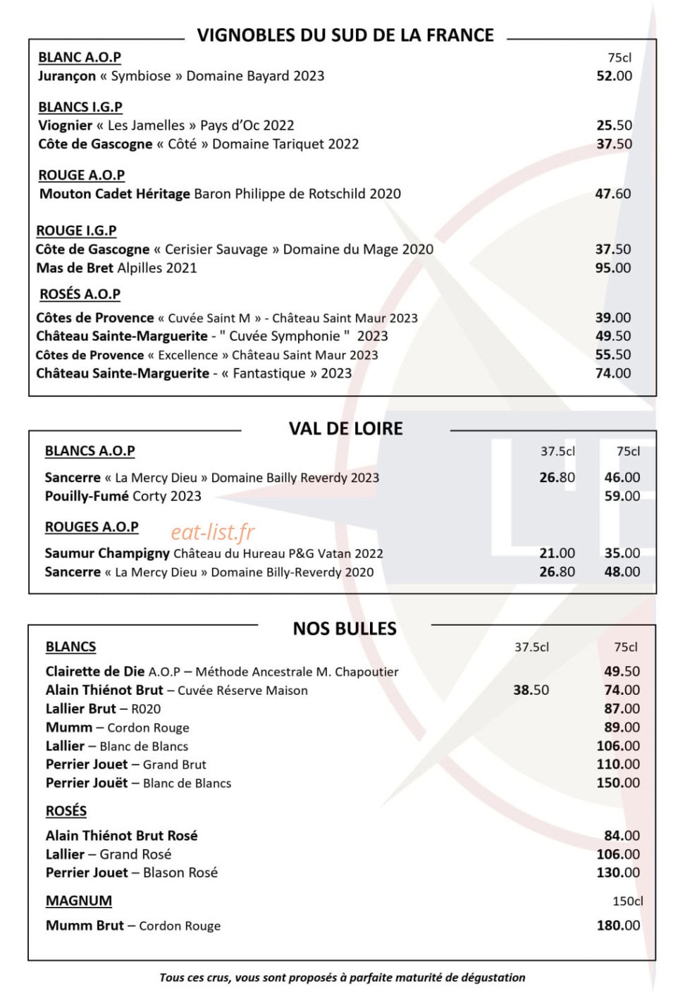 Brasserie L'Est — carte page 7