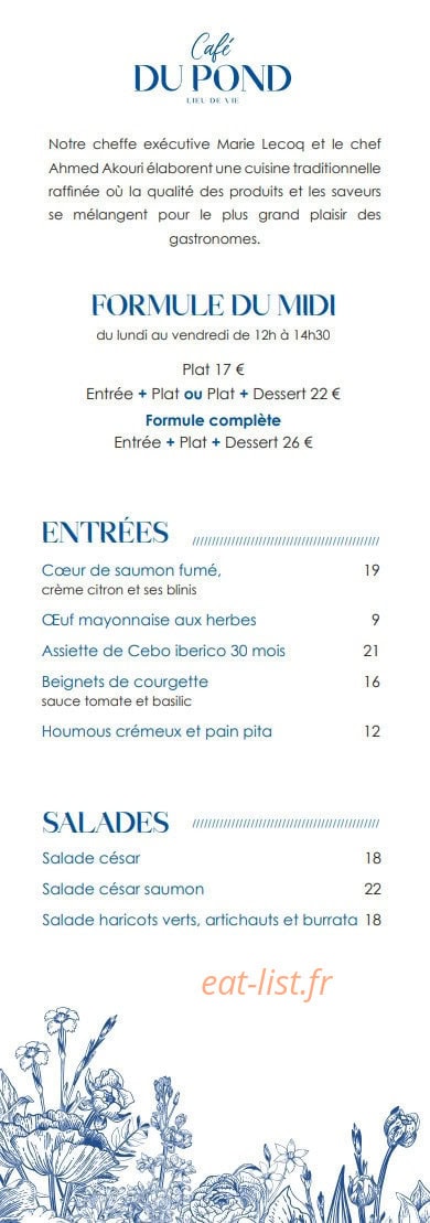 Café du Lac — carte page 1