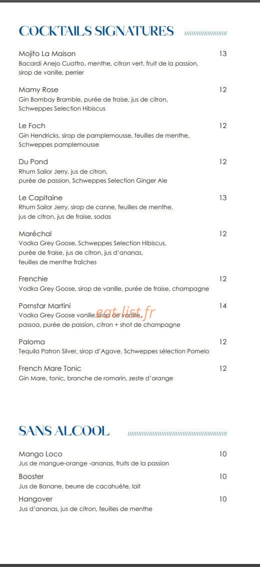 Café du Lac — carte page 10