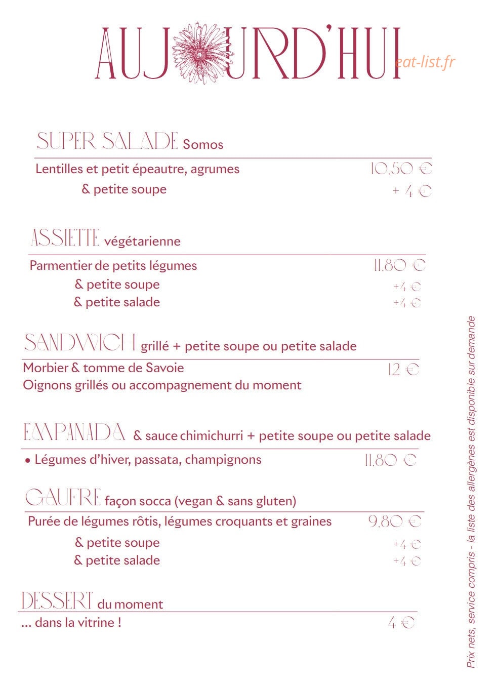 Café Somos — carte page 1