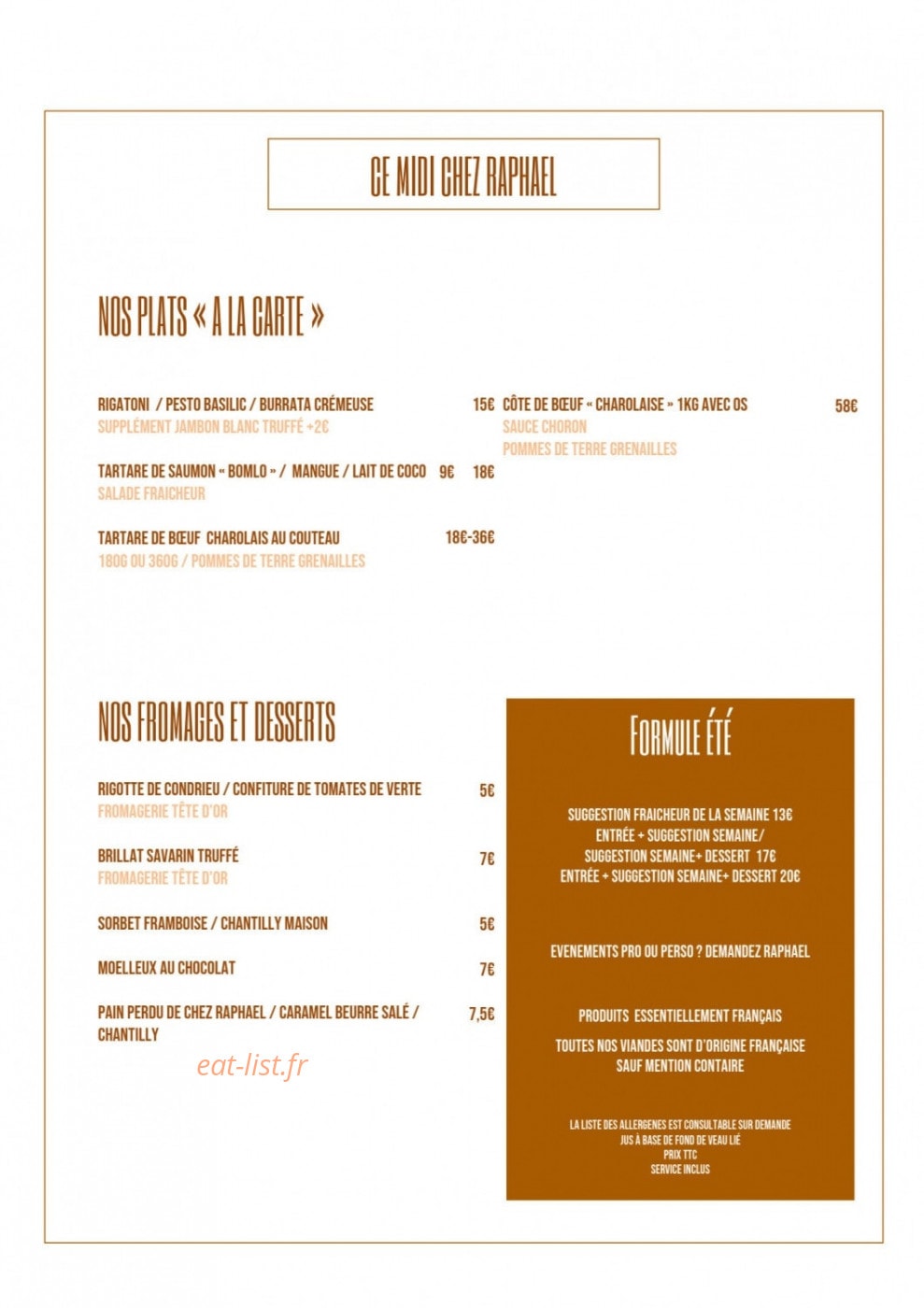 Chez Raphael — carte page 2