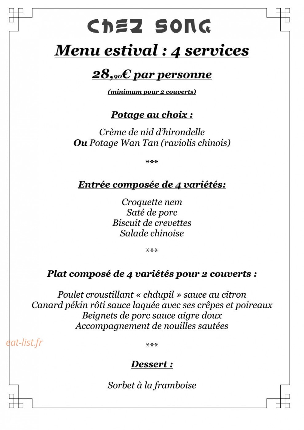 Chez Song — carte page 8