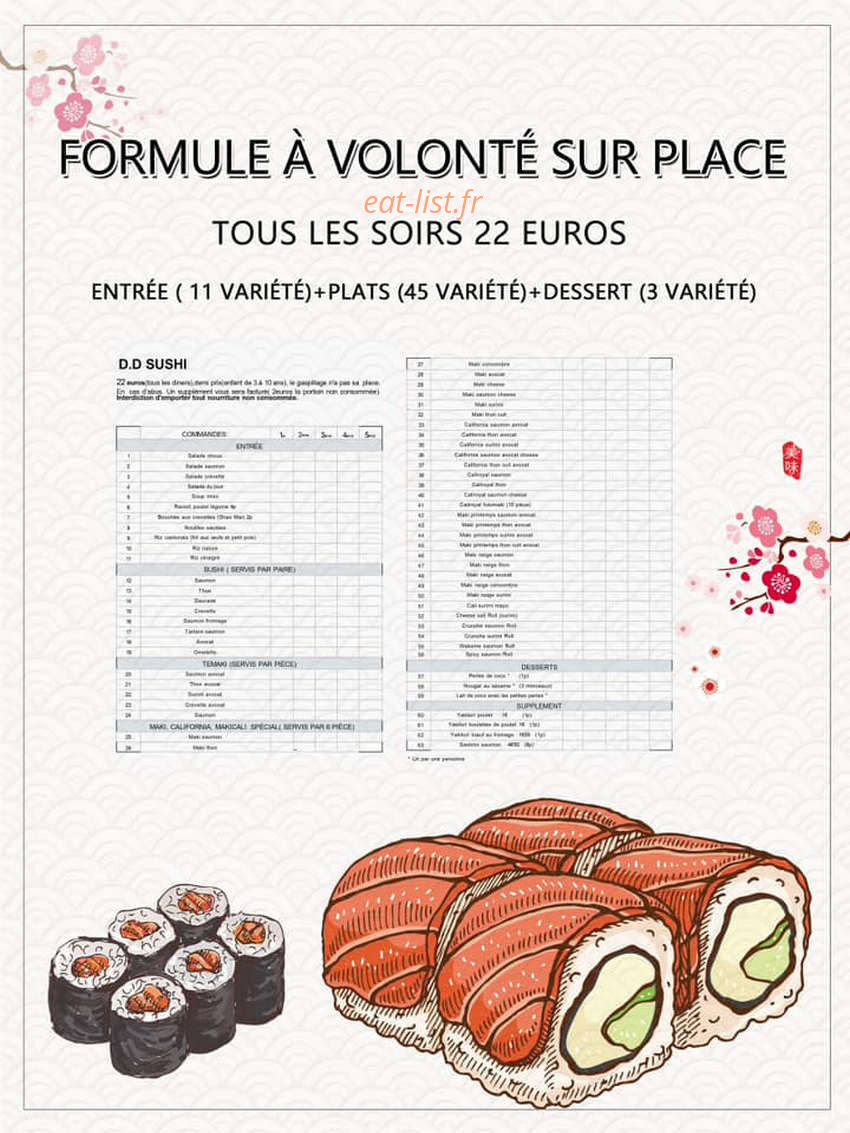 DD Sushi Charpennes — carte page 1