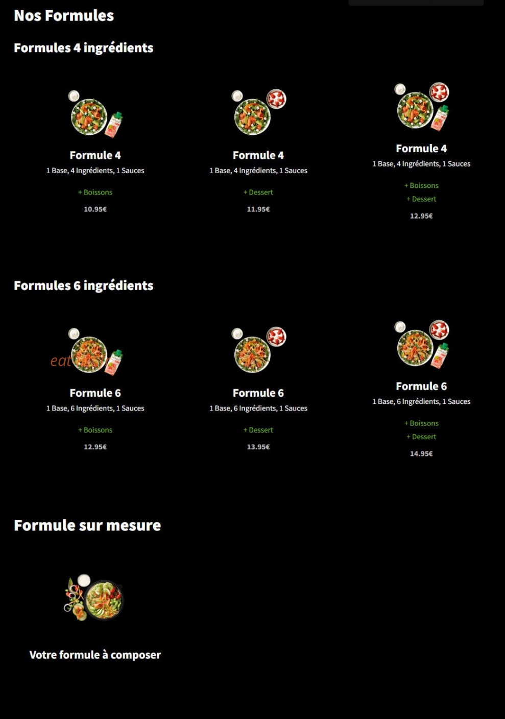Eat Salad — carte page 1