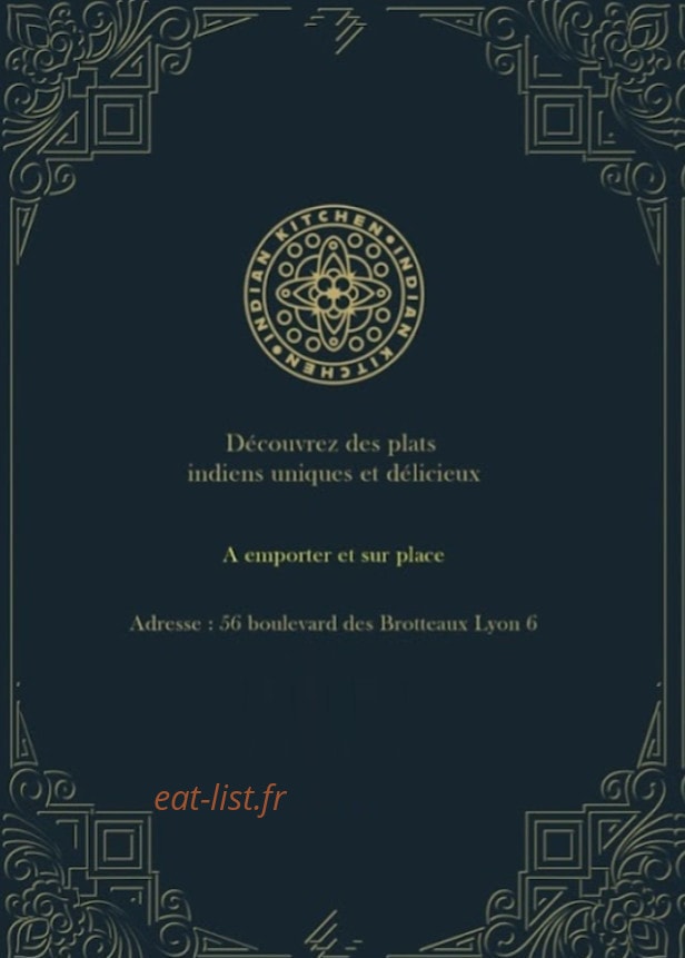 Indian Kitchen — carte page 1