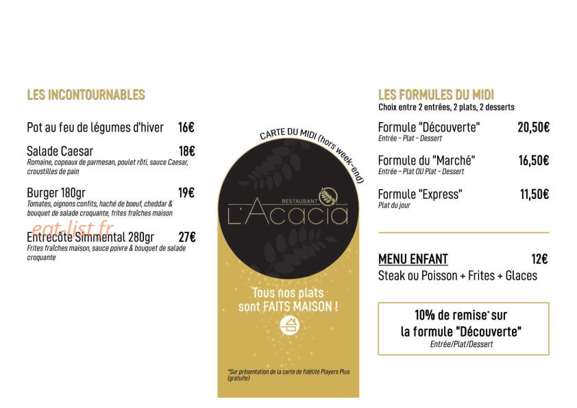 L'Acacia — carte page 1