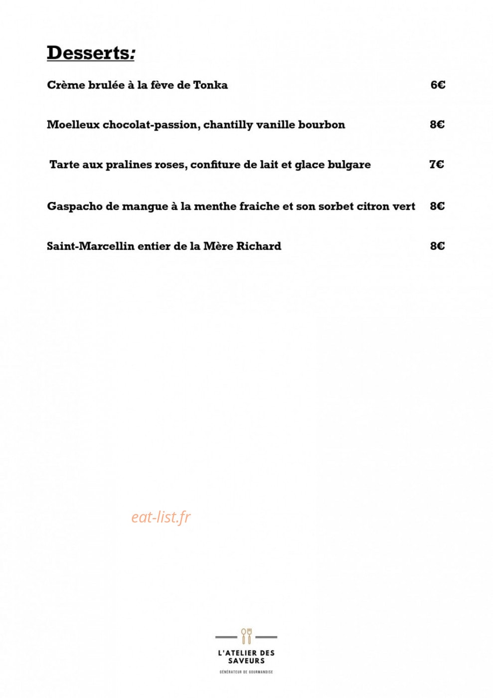 L'atelier des saveurs — carte page 3