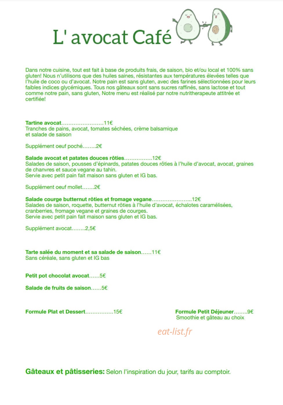 L'avocat café — carte page 1