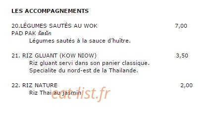 La Maison Thai — carte page 5