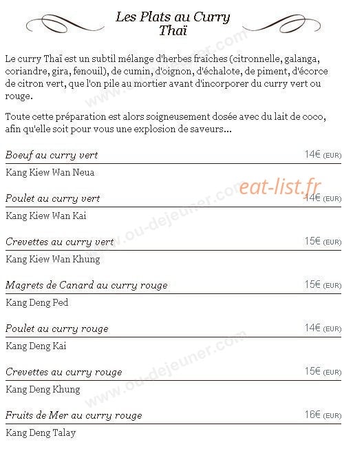 La Maison Thai — carte page 3