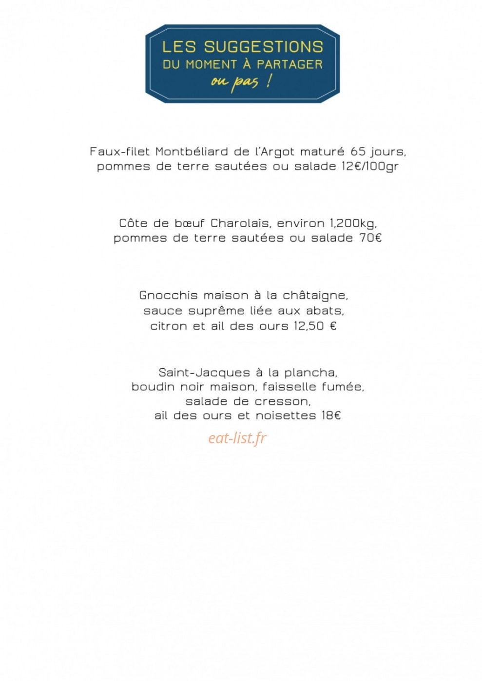 Le Bistrot du Potager — carte page 3