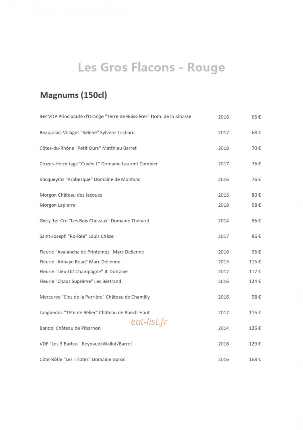 Le Bistrot du Potager — carte page 16