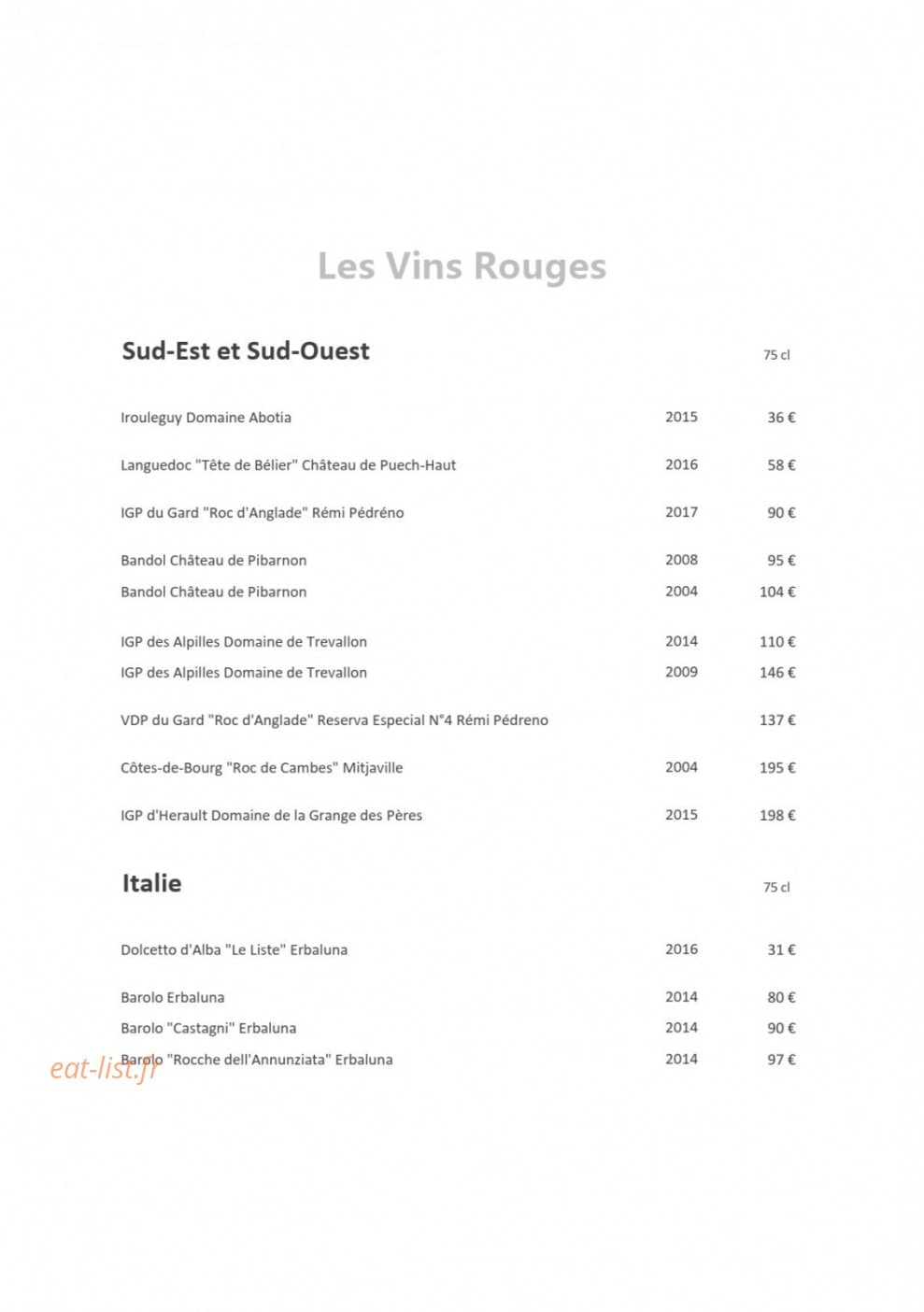 Le Bistrot du Potager — carte page 15