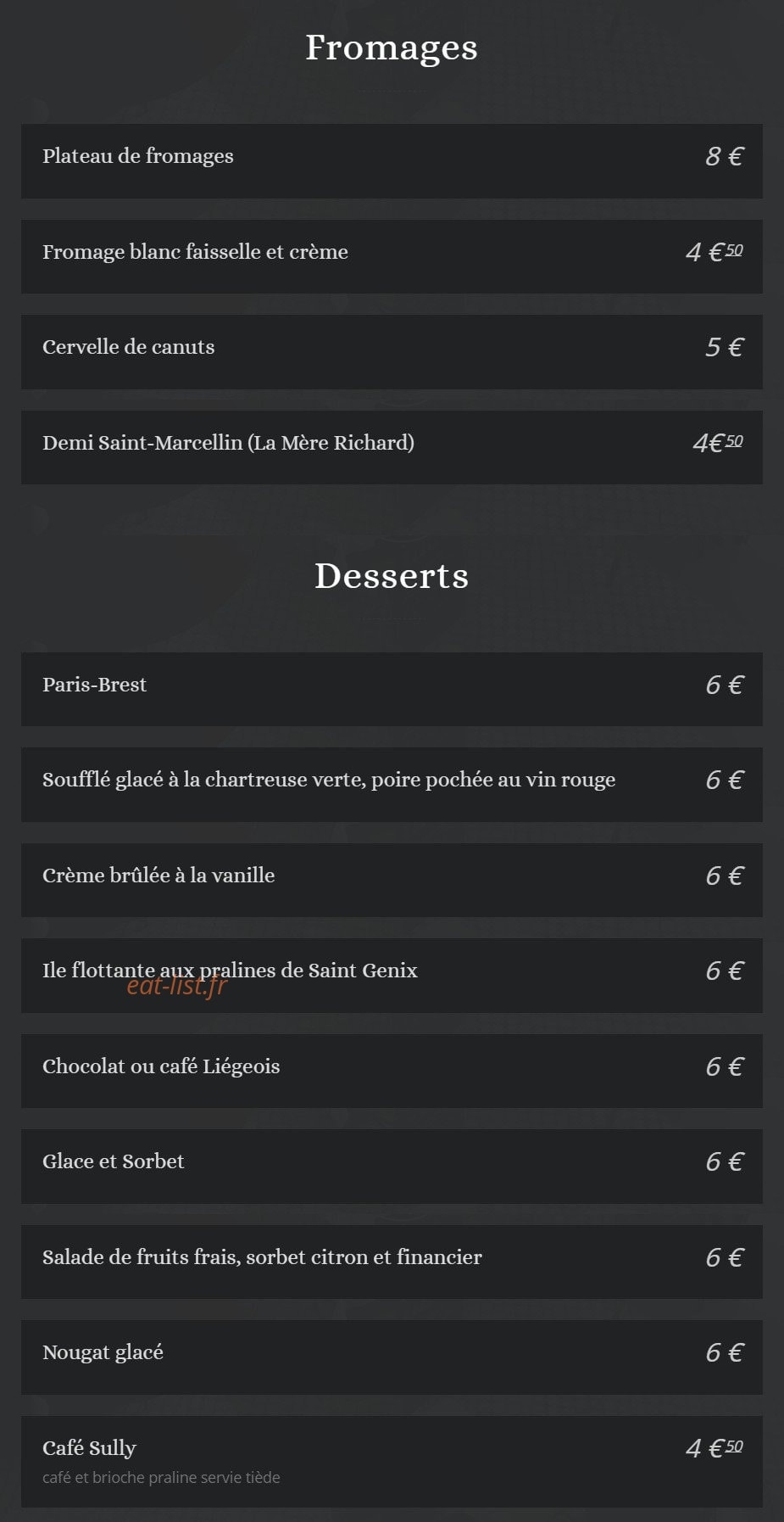Le Bouchon Sully — carte page 4