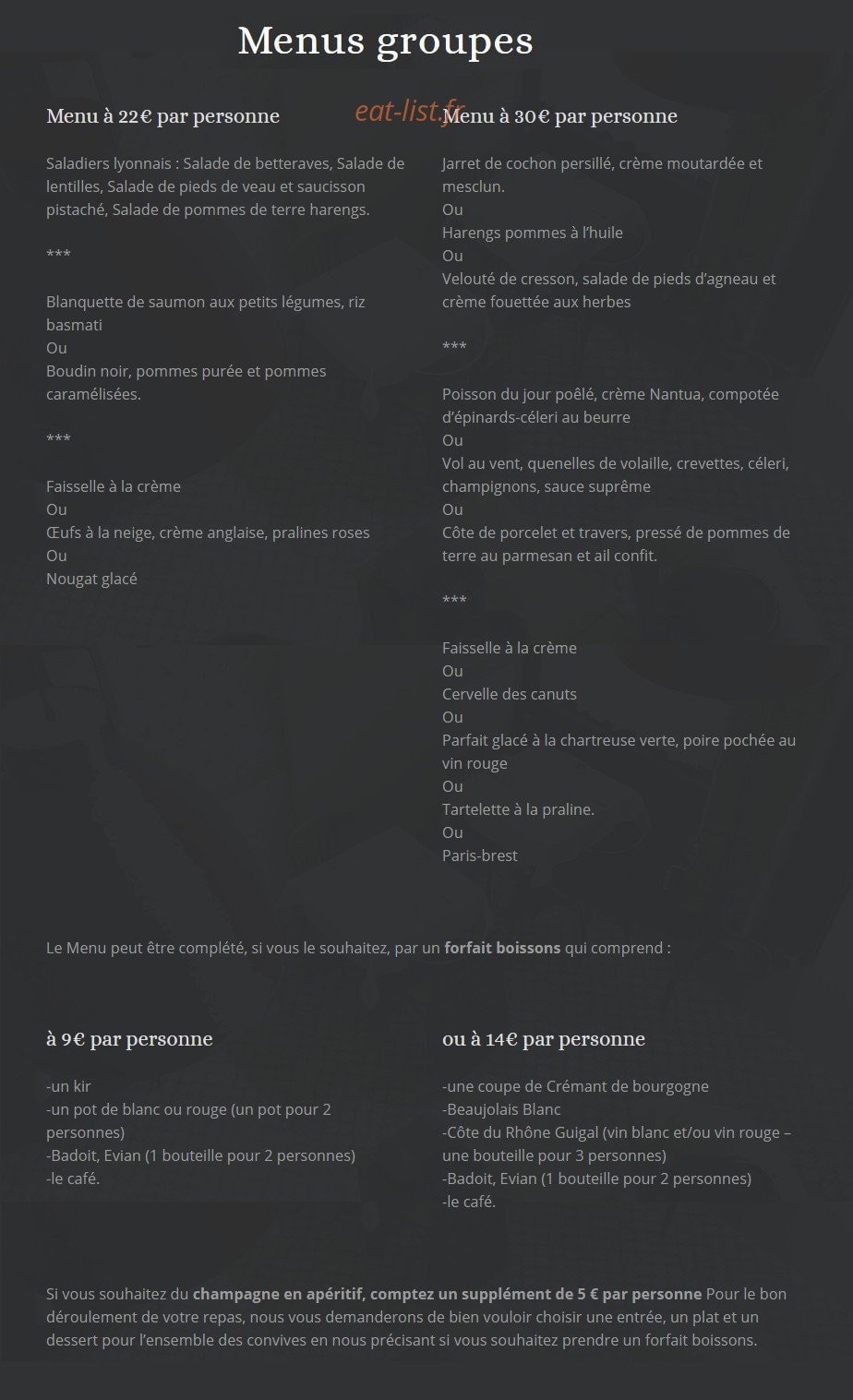Le Bouchon Sully — carte page 8