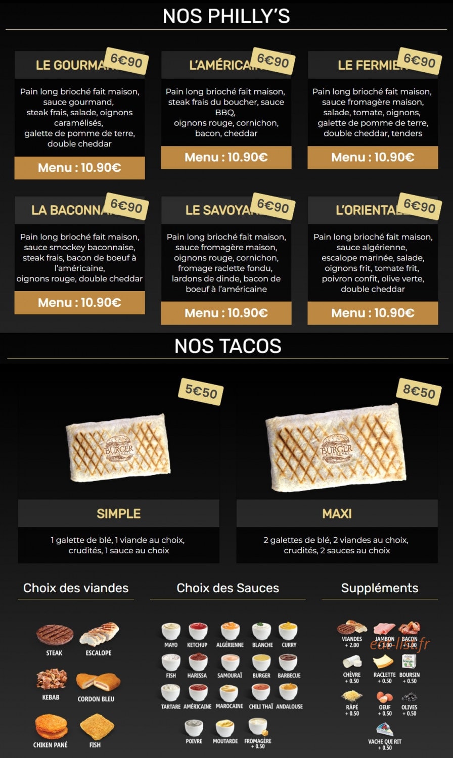 Le Burger Artisanal — carte page 3