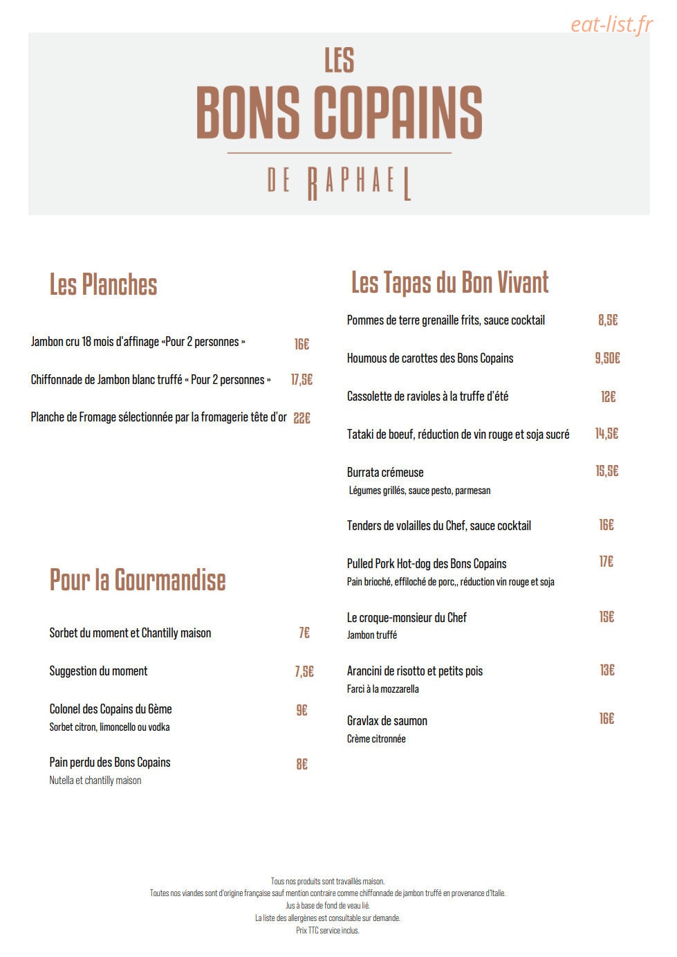 Les Bons Copains de Raphael — carte page 1