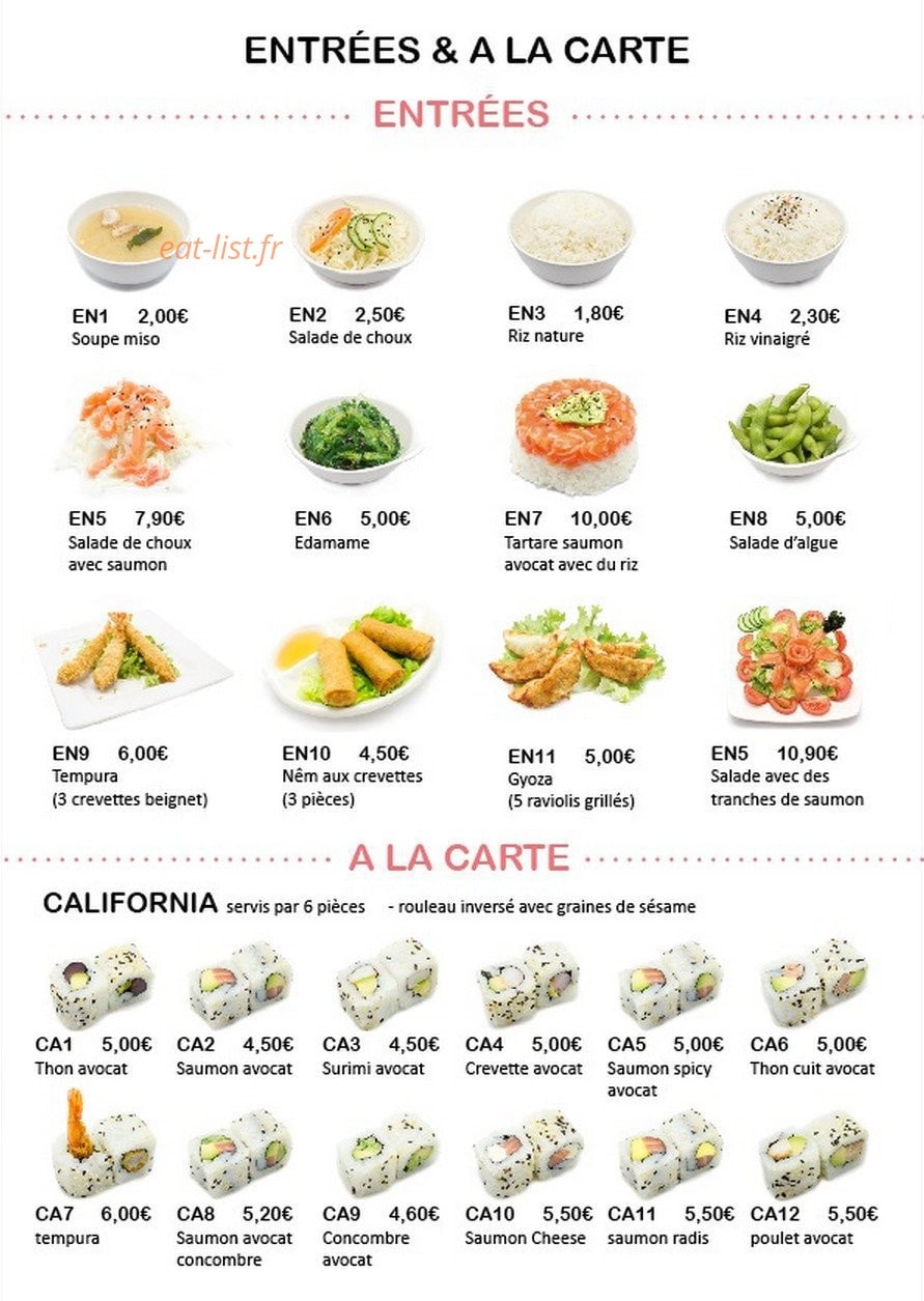 Miwa Sushi — carte page 1