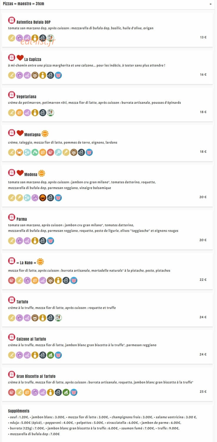 Nano Trattoria — carte page 4