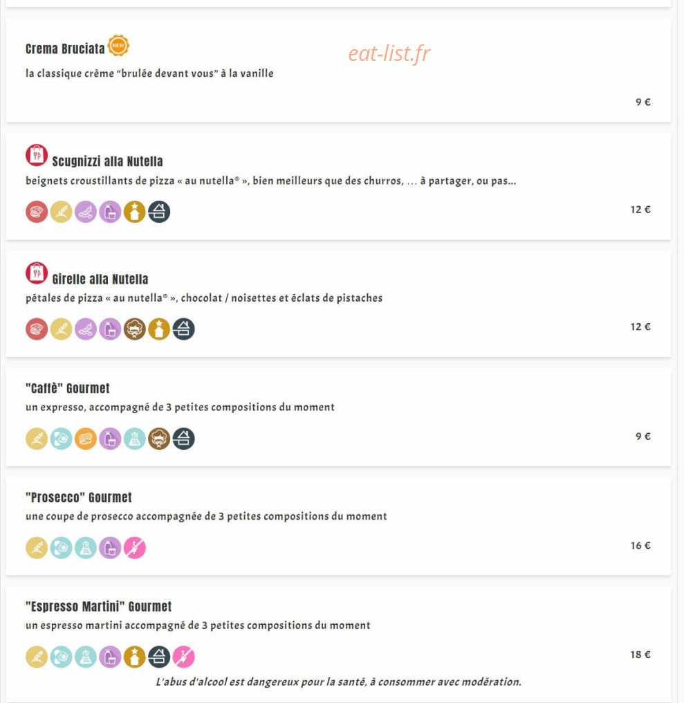Nano Trattoria — carte page 11