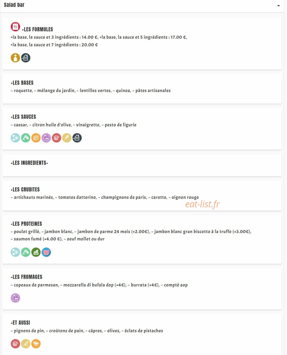 Nano Trattoria — carte page 2