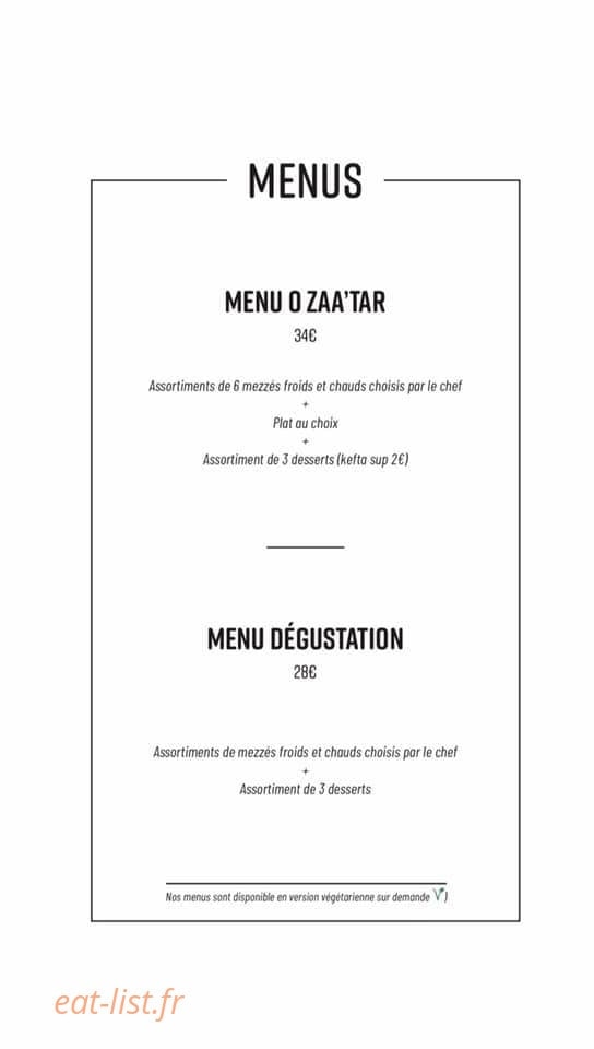 O Zaa'tar — carte page 1