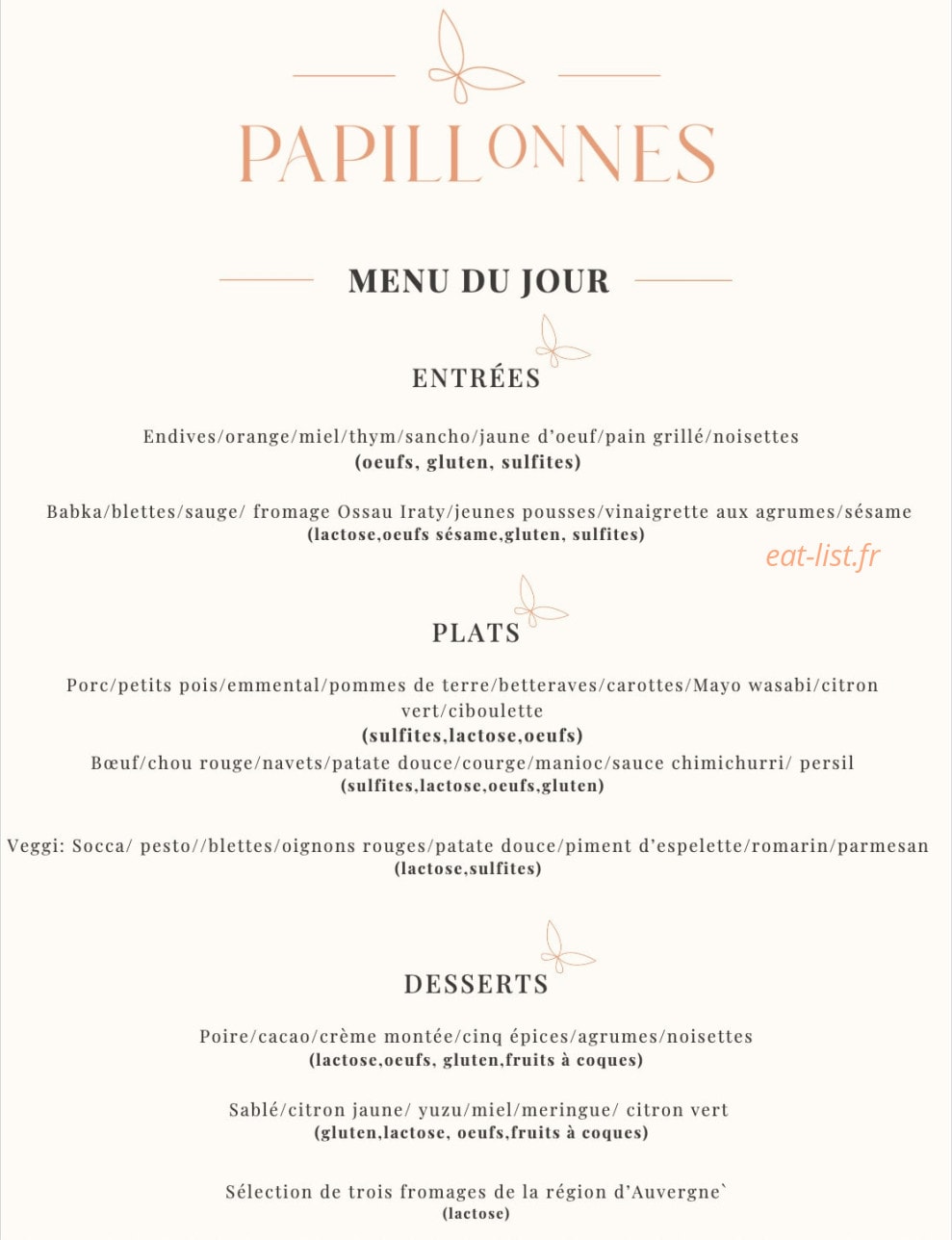 Papillonnes — carte page 1