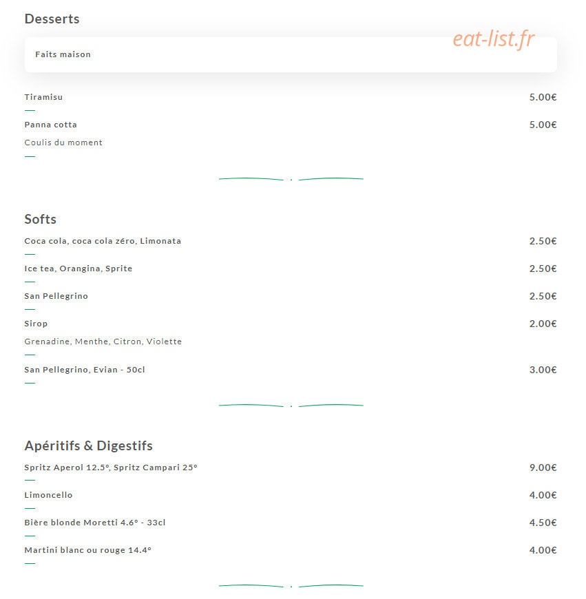Pepe Pizza — carte page 4