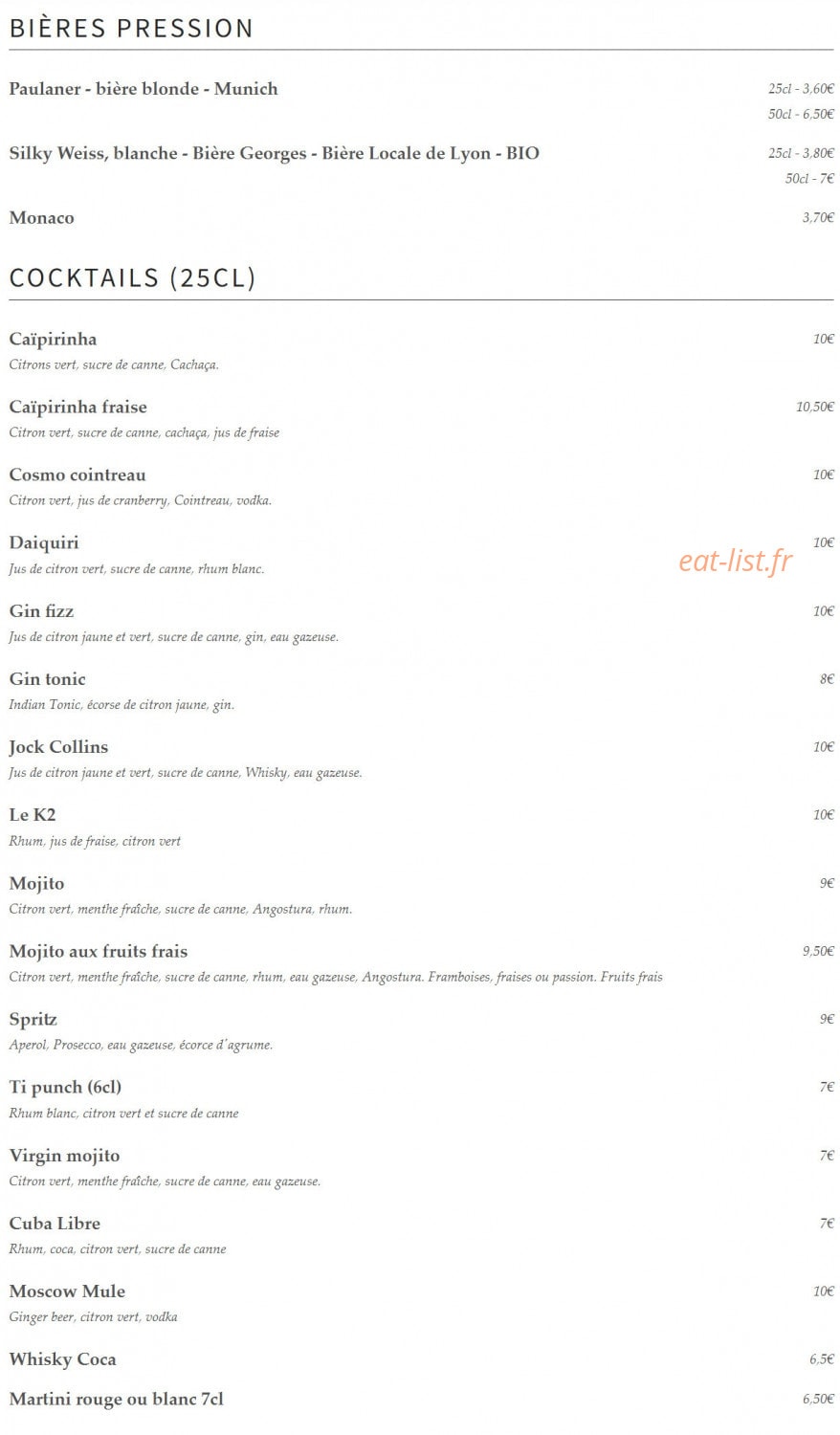 Restaurant Le K2 — carte page 2