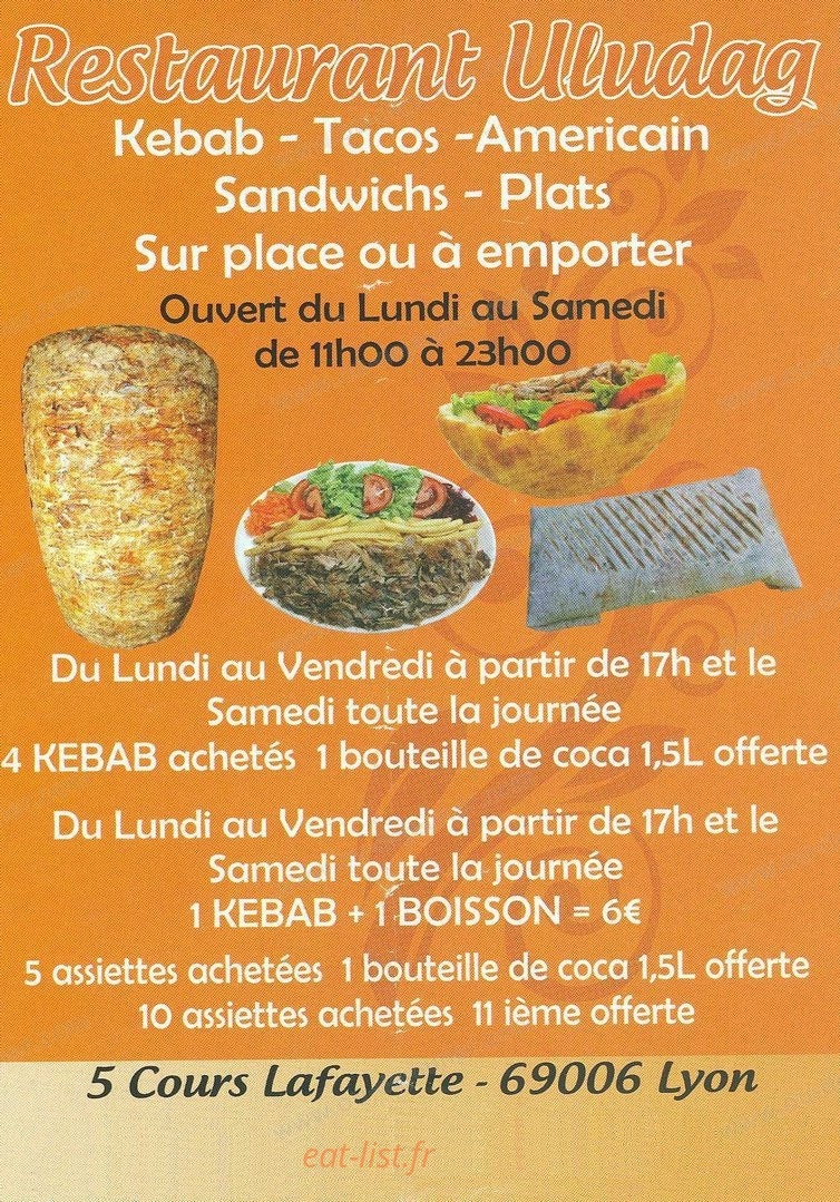 Restaurant uludag — carte page 1