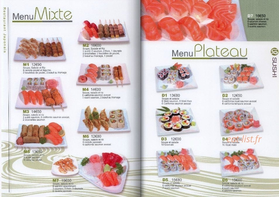 S Sushi — carte page 2