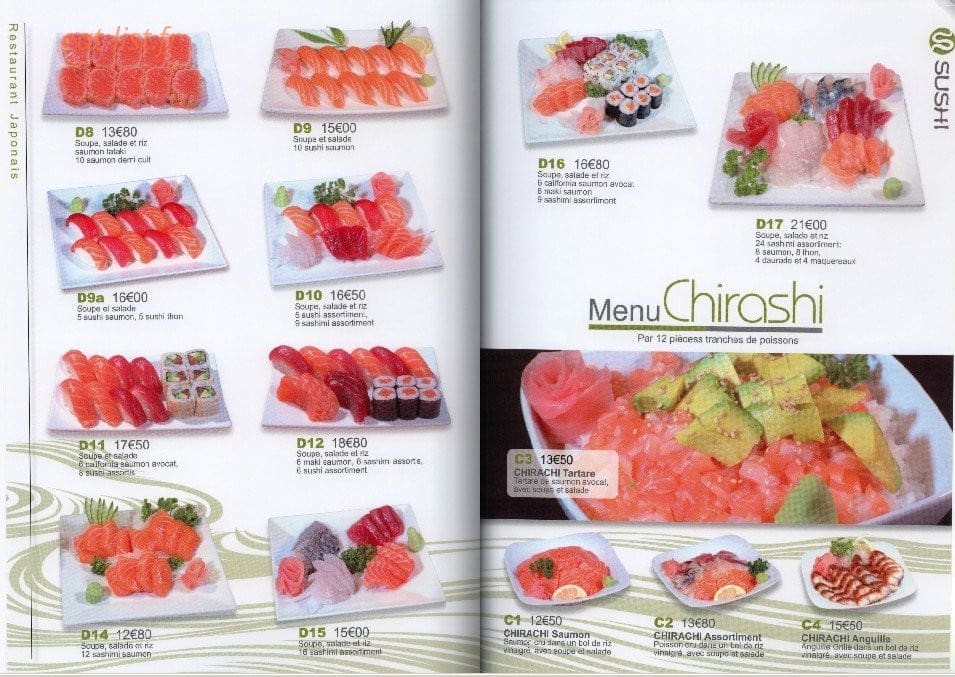S Sushi — carte page 4