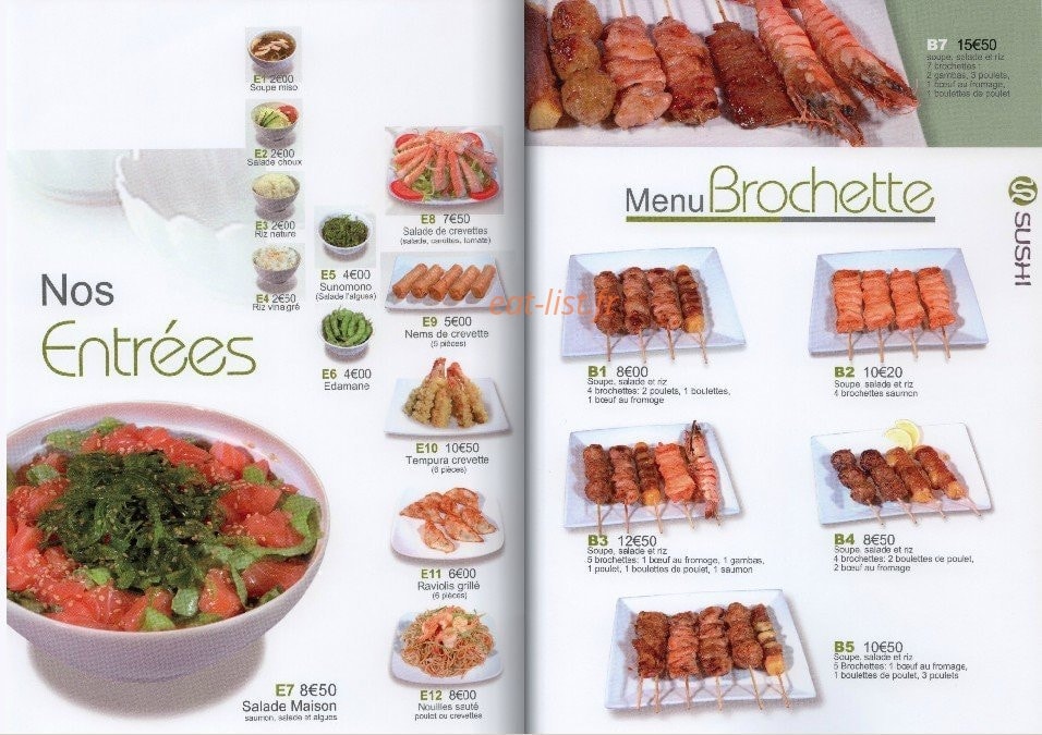 S Sushi — carte page 1