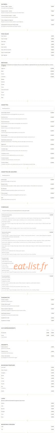 Agra tandoori — carte page 1