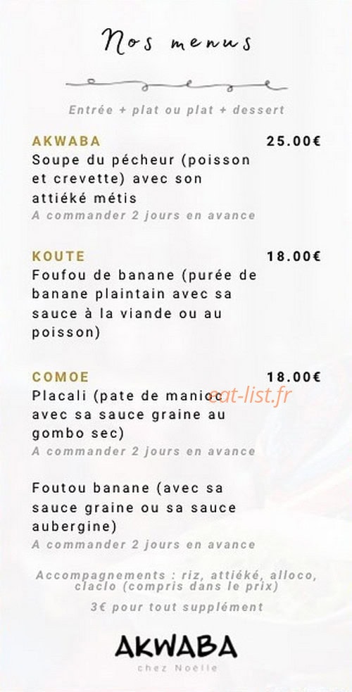 Akwaba chez Noelle — carte page 7