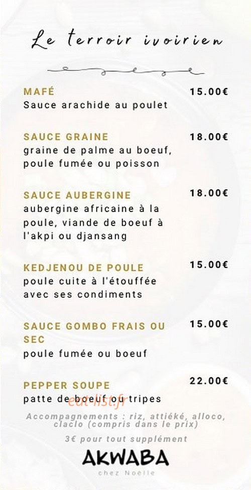 Akwaba chez Noelle — carte page 3