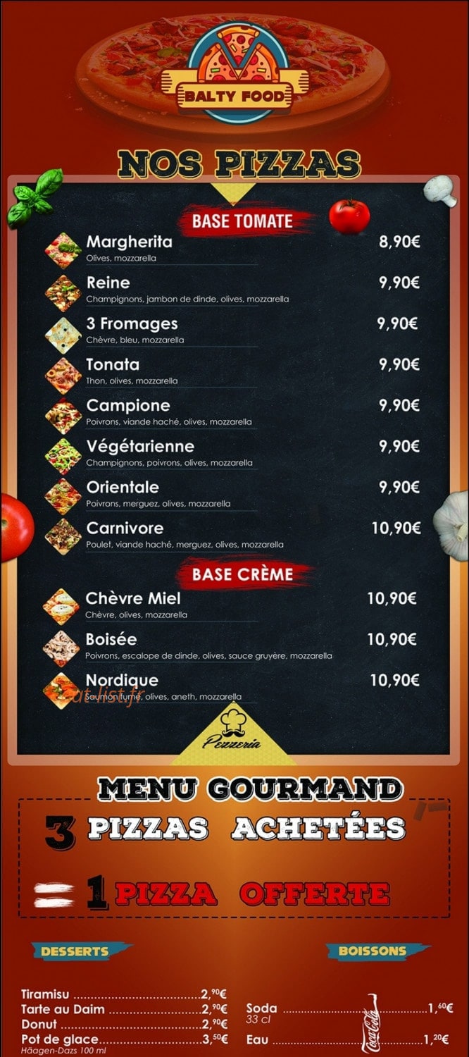 Balty Food — carte page 1
