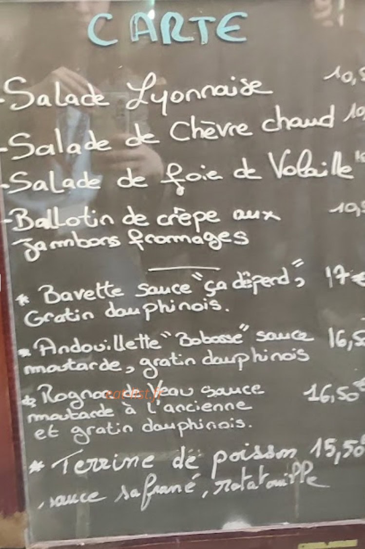 Bar Des Oliviers — carte page 1