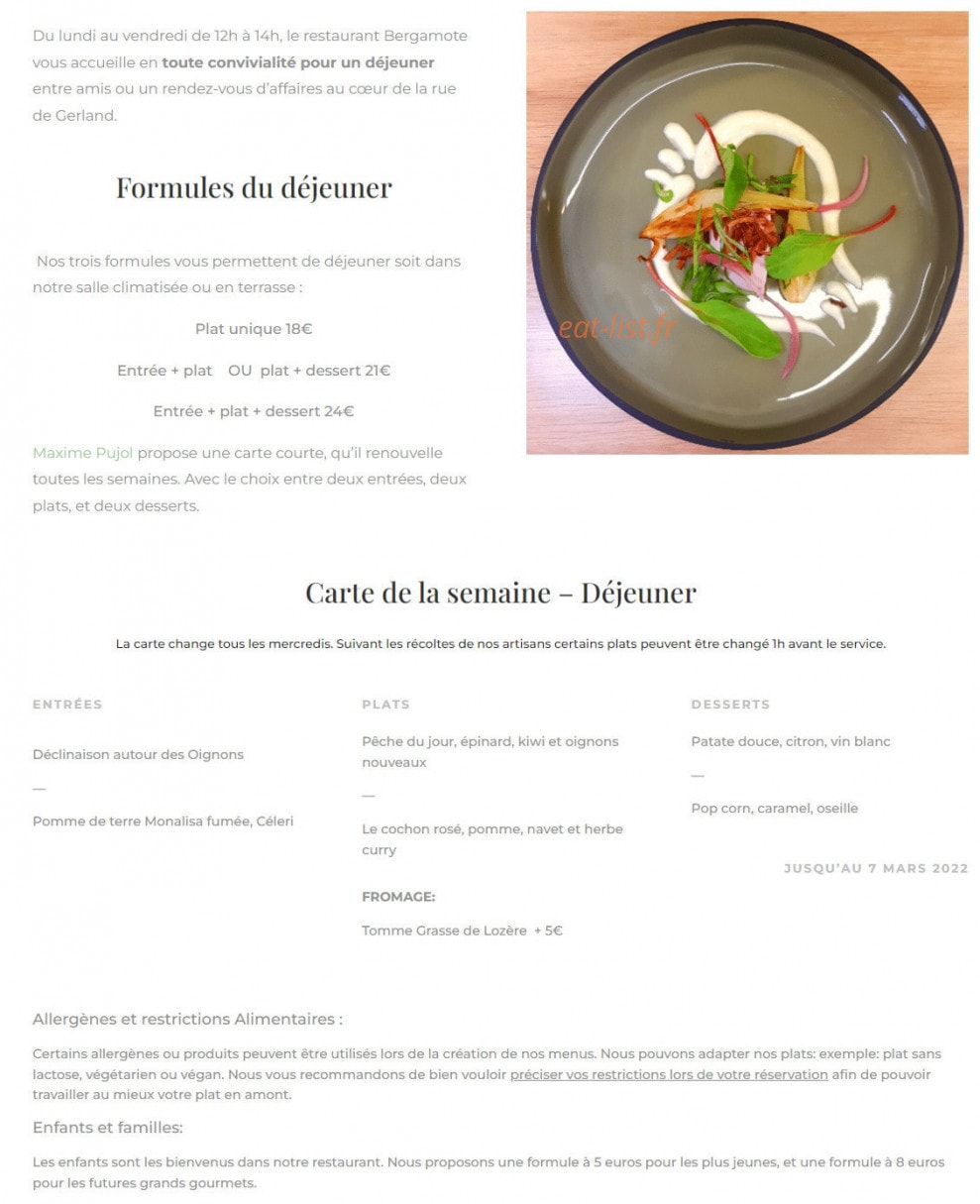 Bergamote — carte page 1