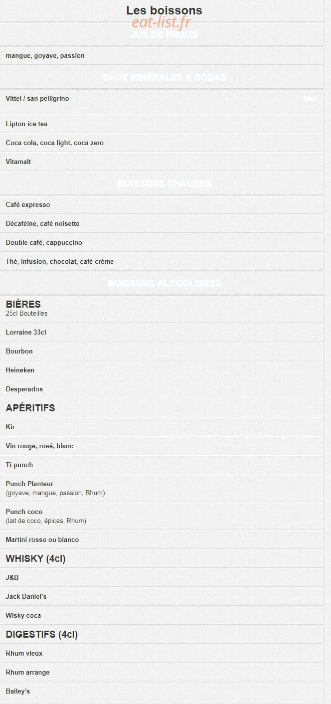 Bistro Creole — carte page 2