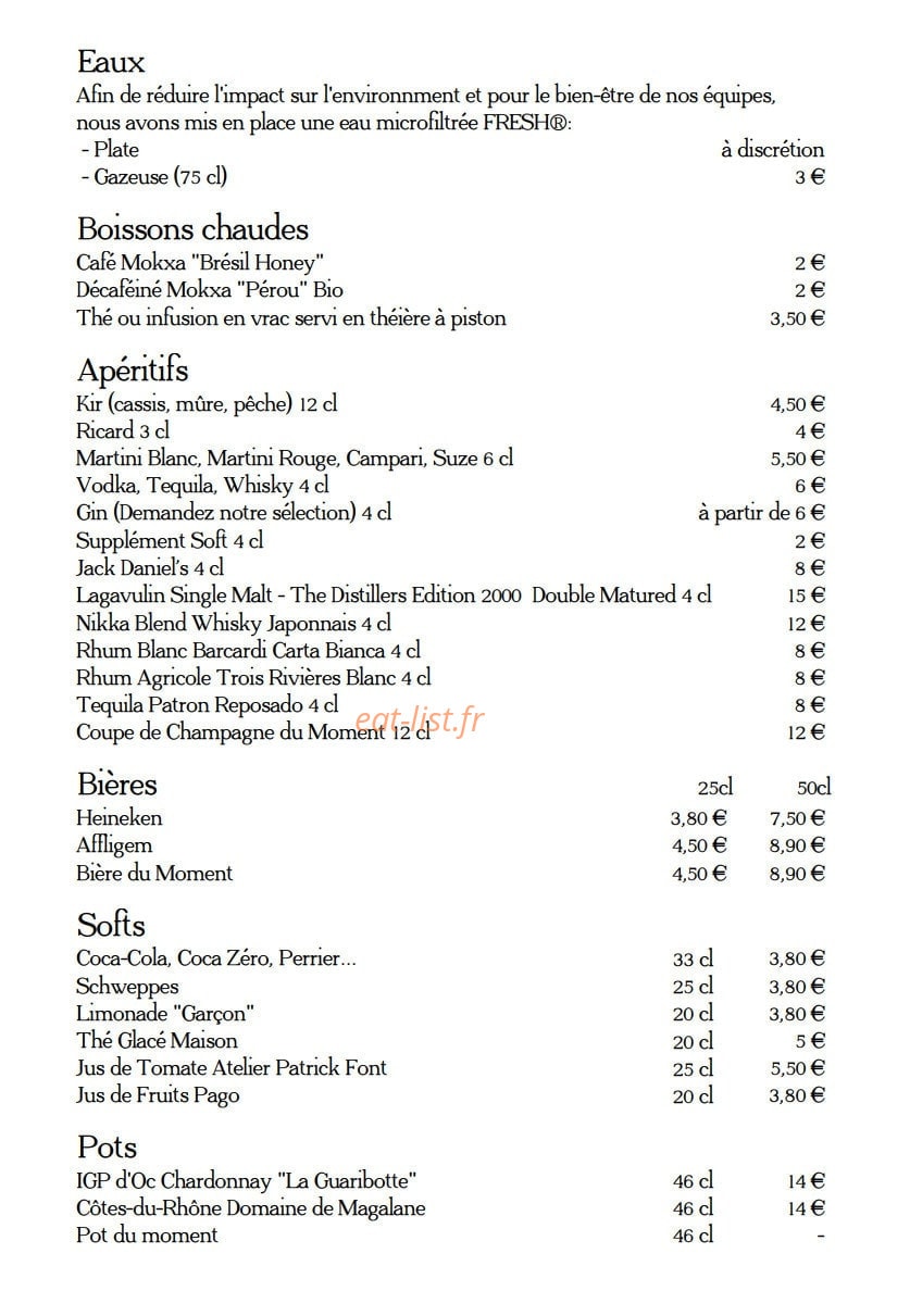 Bistrot du Potager — carte page 15