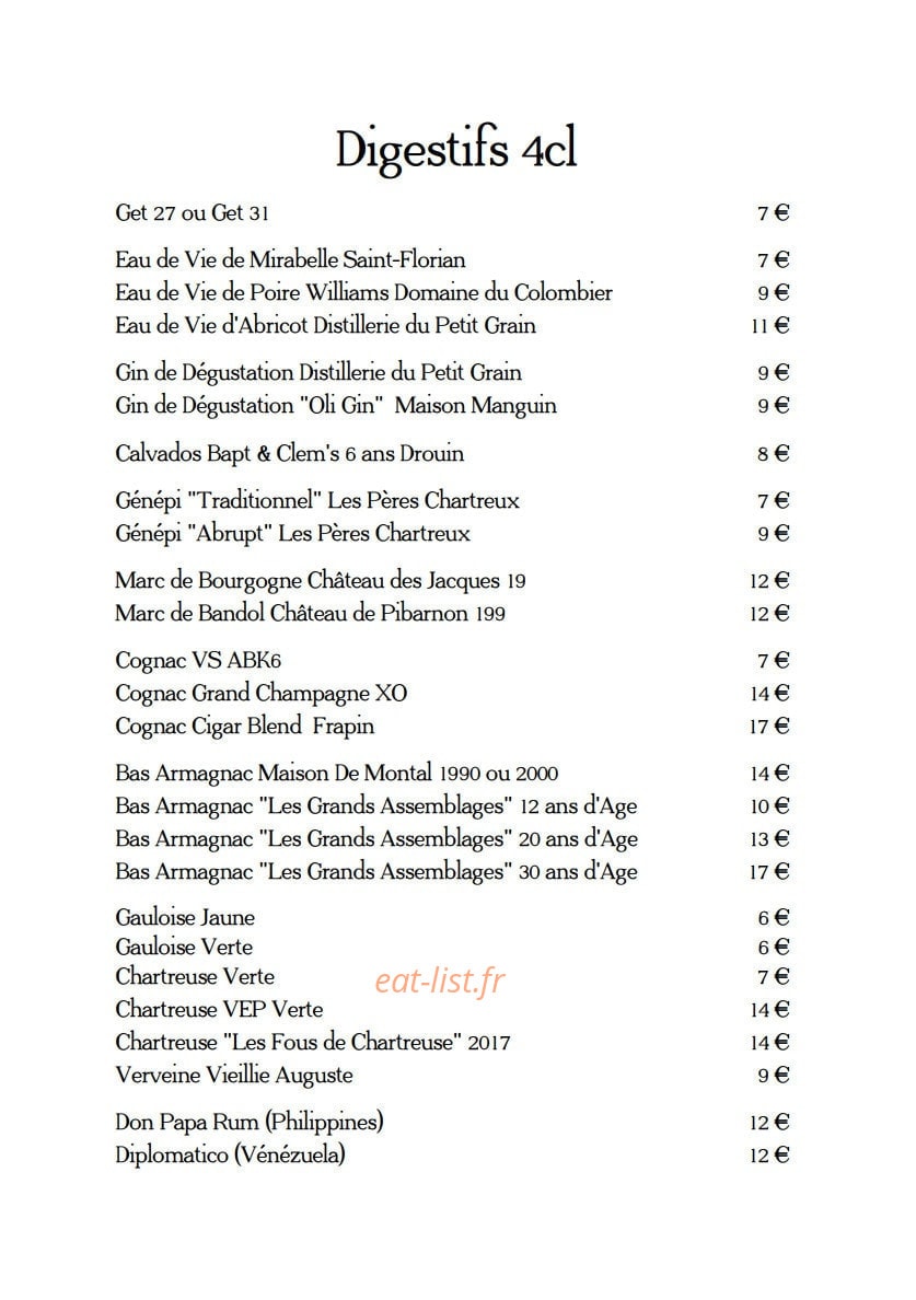 Bistrot du Potager — carte page 16