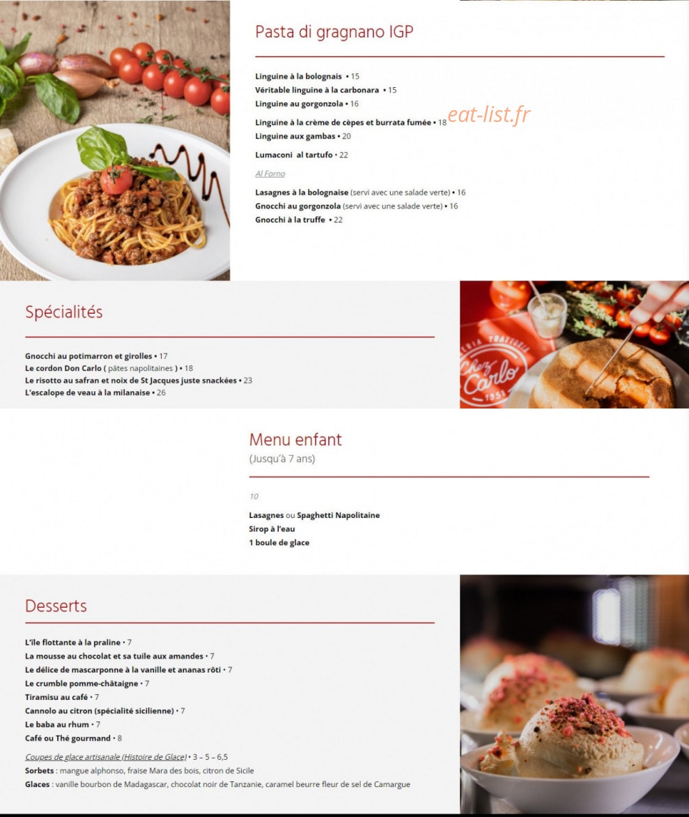 Chez Carlo — carte page 2