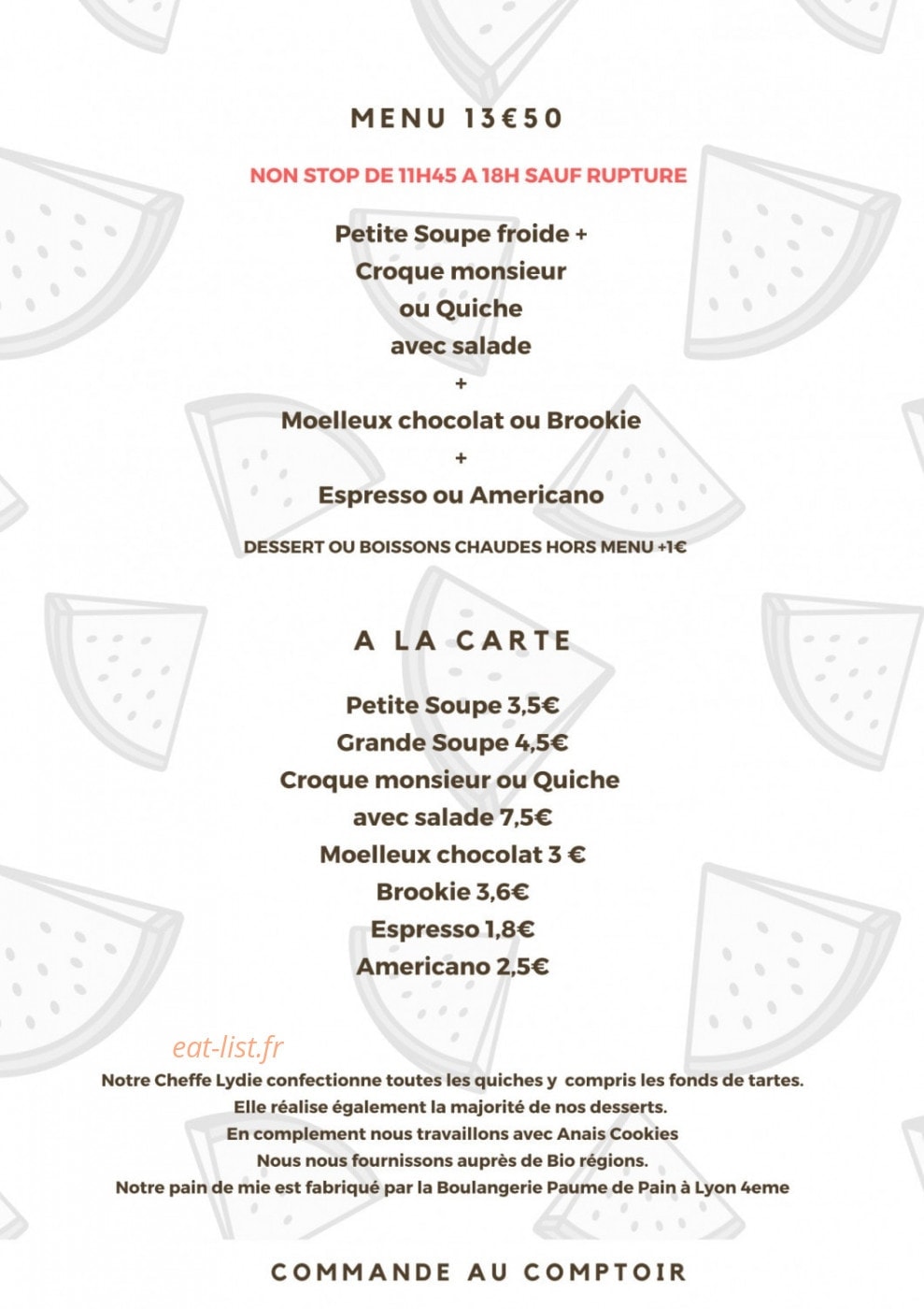 Comme à la Maison — carte page 4