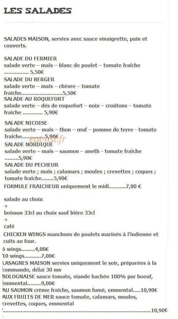 Etoile Pizza — carte page 2
