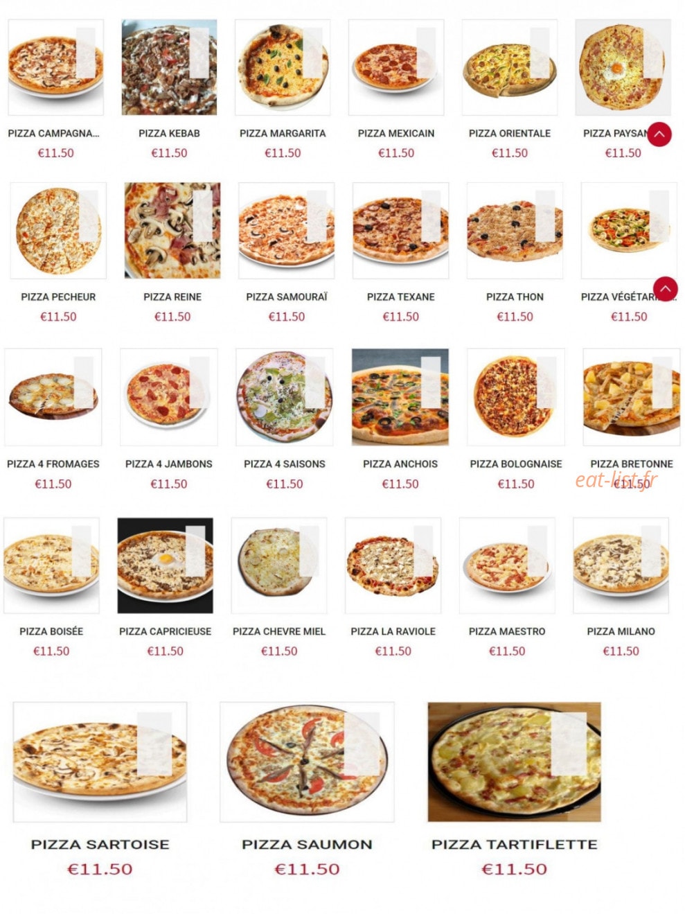 Express Pizza — carte page 1