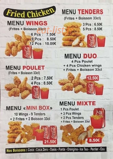 Fahima fried chiken — carte page 2