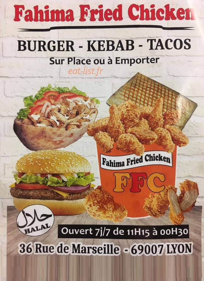 Fahima fried chiken — carte page 1